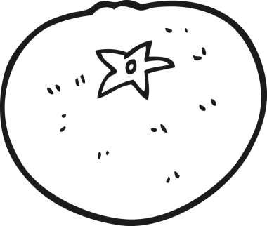 Bir insan tarafından çizilmiş siyah beyaz domates.