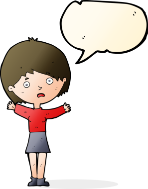 Bir insan tarafından çizilmiş konuşma balonu olan endişeli bir karikatür.