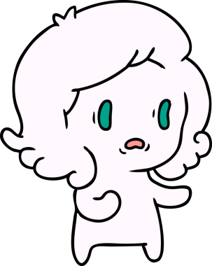 Bir insan tarafından çizilmiş kawai korkunç hayaletinin serbest çizimi.