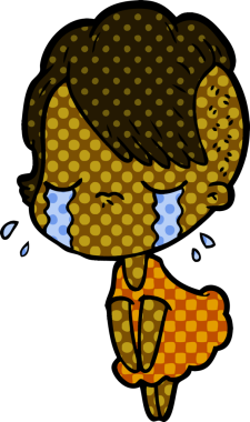 Bir insan tarafından çizilmiş ağlayan bir kız.