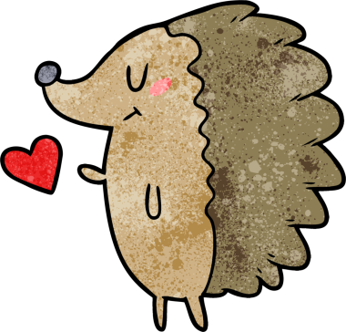 Bir insan tarafından çizilmiş şirin bir kirpi çizgi filmi.