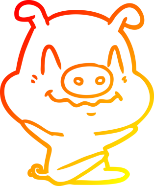 Bir insan tarafından çizilmiş gergin çizgi film domuzu çizimi.