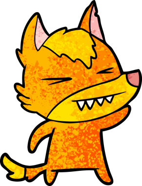 Bir insan tarafından çizilmiş tilki çizgi film karakteri