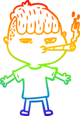 Bir insan tarafından çizilmiş sigara içen bir karikatür çizimi.