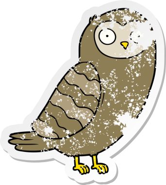 Bir insan tarafından çizilmiş karikatür baykuşunun sıkıntılı çıkartması