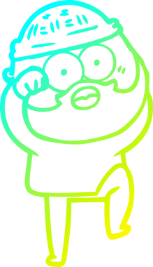 Bir insan tarafından çizilmiş sakallı bir adamın soğuk gradyan çizimi