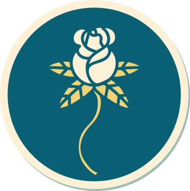 Bir insan tarafından çizilmiş geleneksel bir çiçek stiliyle dövme çıkartması.