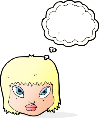 Bir insan tarafından çizilen düşünce baloncuğuyla bezgin bir yüz.