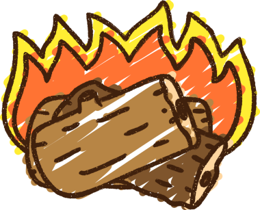 Bir insan tarafından çizilen Yanan Kütükler Tebeşiri