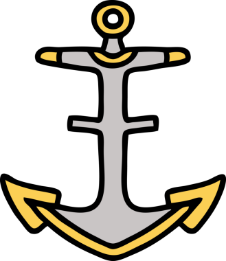 Bir insan tarafından çizilmiş geleneksel bir çapa dövmesi.