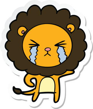 Bir insan tarafından çizilmiş ağlayan bir aslanın çıkartması.