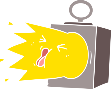 Bir insan tarafından çizilmiş düz renkli sanayi lambası.