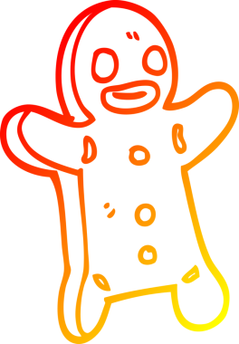 Bir insan tarafından çizilmiş bir zencefilli kurabiye adamın sıcak çizgi çizimi