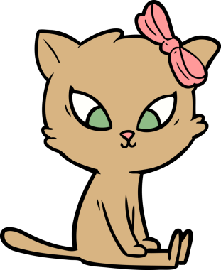 Bir insan tarafından çizilmiş çizgi film kedisi.