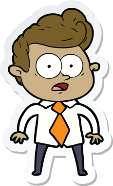 Bir insan tarafından çizilmiş, dik dik bakan bir çizgi film çıkartması.