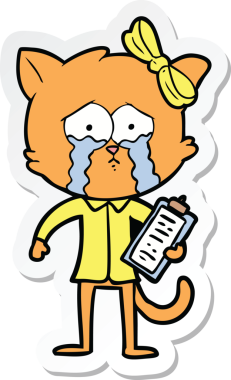 Bir insan tarafından çizilmiş çizgi film kedisinin çıkartması.