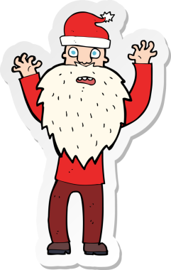 Bir insan tarafından çizilmiş Noel Baba çizgi filminin çıkartması.