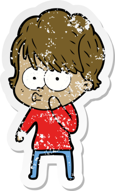 Bir insan tarafından çizilmiş karikatür bir kadının sıkıntılı çıkartması.