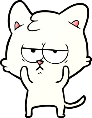 Bir insan tarafından çizilmiş sıkıcı çizgi film kedisi.