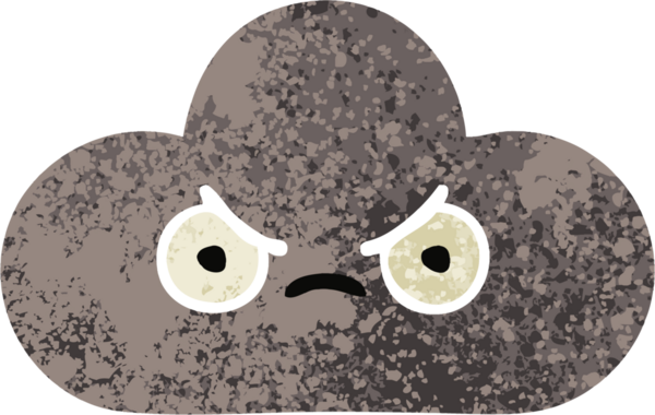 Bir insan tarafından çizilmiş bir fırtına bulutunun retro çizim tarzı karikatürü