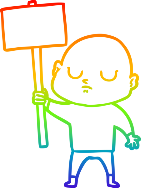 Gökkuşağı gradyan çizgisi bir insan tarafından çizilmiş kel bir adamın çizimi