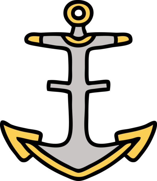 Bir insan tarafından çizilmiş geleneksel bir çapa dövmesi.