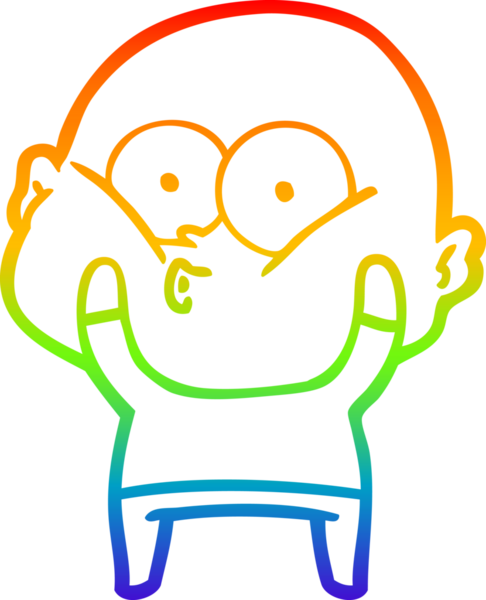 Gökkuşağı gradyan çizgi çizimi bir insan tarafından çizilmiş kel bir adamın çizimi