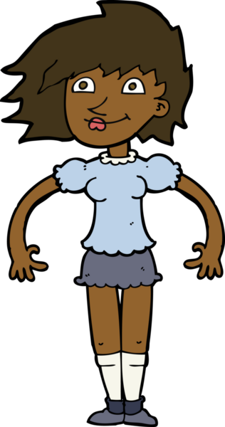 Bir insan tarafından çizilmiş mutlu bir kadın.