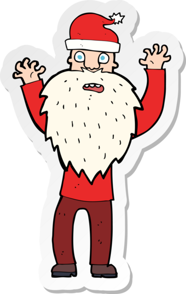 Bir insan tarafından çizilmiş Noel Baba çizgi filminin çıkartması.