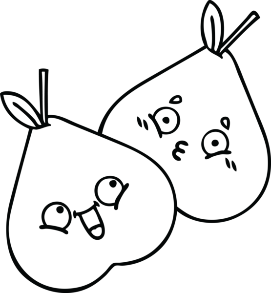 Bir insan tarafından çizilmiş armutların çizgi çizimi