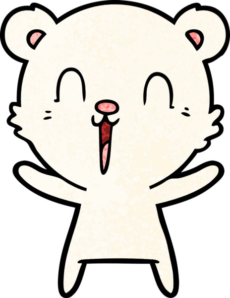 Bir insan tarafından çizilmiş mutlu kutup ayısı çizgi filmi.