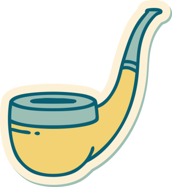 Bir insan tarafından çizilmiş sigara piposunun geleneksel stiliyle dövme çıkartması.