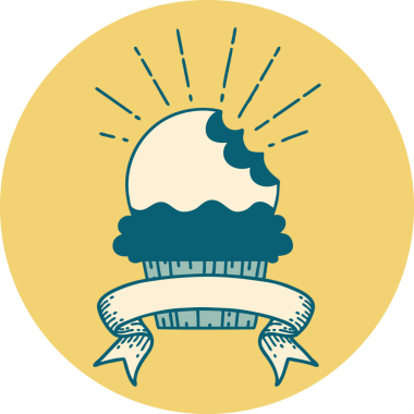 Bir insan tarafından çizilmiş ısırık izi olmayan dövme stili bir kek.