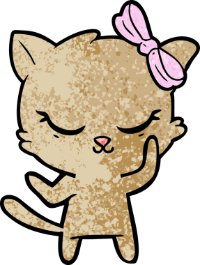 Bir insan tarafından çizilmiş sevimli çizgi film kedisi.