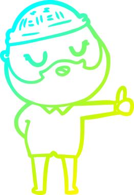 Bir insan tarafından çizilmiş sakallı bir çizgi film karakteri.