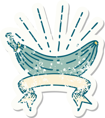 Bir insan tarafından çizilmiş eski bir muz dövmesi.