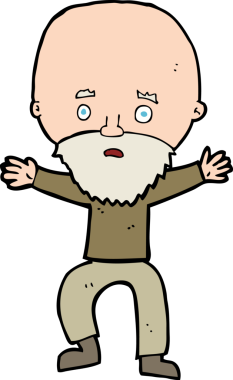 Bir insan tarafından çizilmiş yaşlı adam panikliyor.