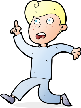 Bir insan tarafından çizilen panikleyen çizgi film çocuğu.