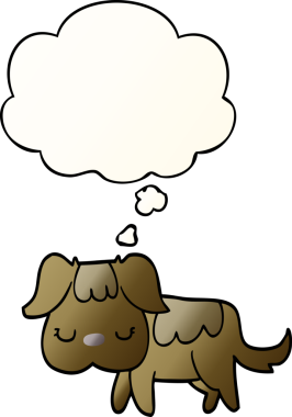 Düşünce baloncuğu olan çizgi film köpeği bir insan tarafından çizilmiş.