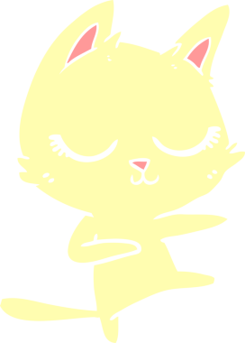 Bir insan tarafından çizilmiş düz renkli çizgi film kedisi