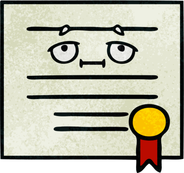 Bir insan tarafından çizilmiş mezuniyet diplomasının retro grunge dokusu.