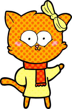 Bir insan tarafından çizilmiş çizgi film kedisi.