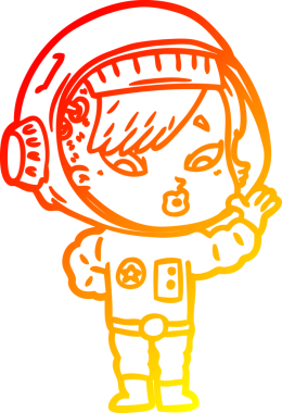 Bir insan tarafından çizilmiş bir astronot kadın çizgi çizimi.