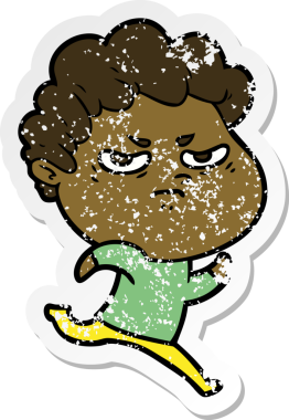 Bir insan tarafından çizilmiş kızgın bir adamın sıkıntılı çıkartması.