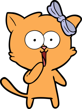 Bir insan tarafından çizilmiş çizgi film kedisi.