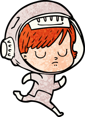 Bir insan tarafından çizilmiş astronot kadın.