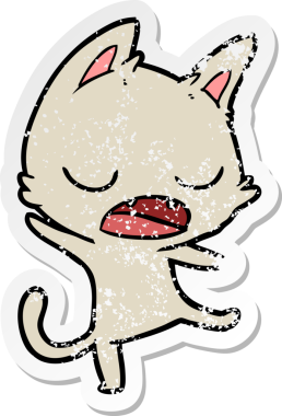 Bir insan tarafından çizilmiş konuşan kedi karikatürünün sıkıntılı çıkartması.