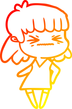 Bir insan tarafından çizilmiş kızgın bir kızın sıcak çizgi çizimi