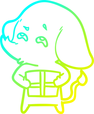 Bir insan tarafından çizilmiş bir karikatür filinin soğuk gradyan çizimi