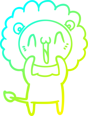 Bir insan tarafından çizilmiş mutlu çizgi film aslanı çizimi.